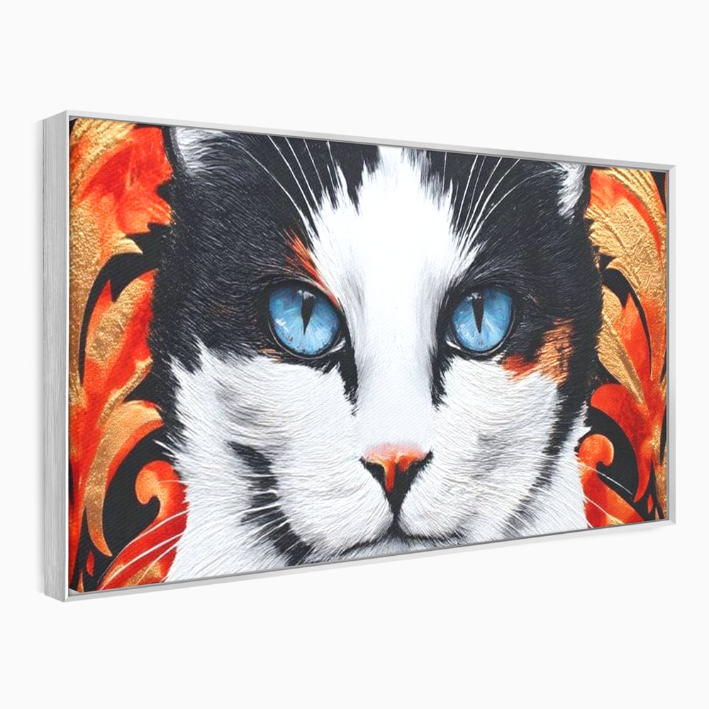 Tablou canvas cu tablou canvas cu ochi de pisica, in rama de aluminiu argintiu